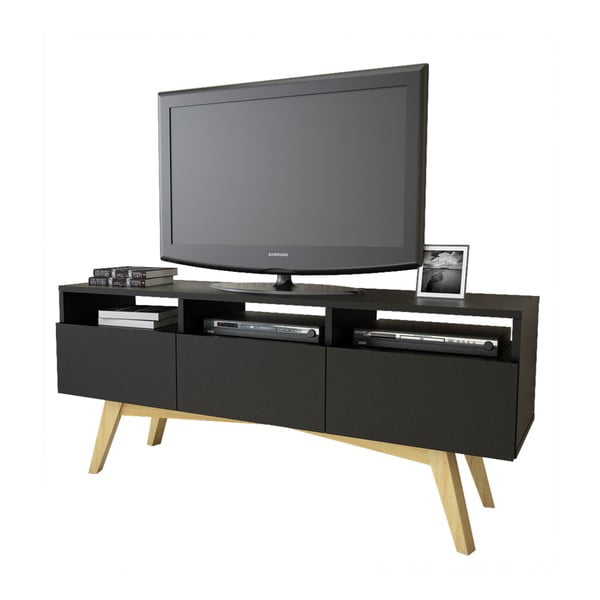 Čierny TV stolík Magenta Home Lilly, šírka 120 cm