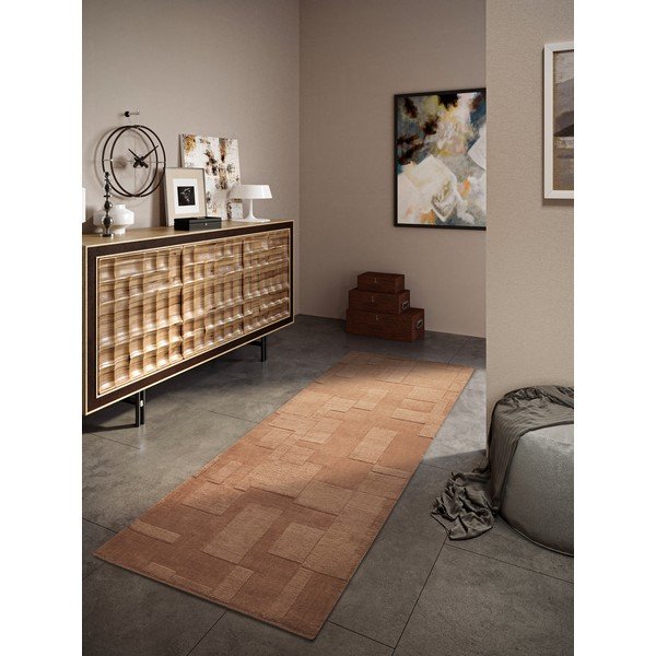 Hnedý ručne tkaný vlnený behúň 80x250 cm Wilhelmine – Villeroy&Boch-image-1