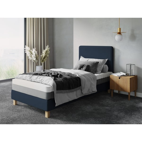 Tmavomodrá čalúnená jednolôžková posteľ s roštom 90x200 cm Lotus – Cosmopolitan Design-image-4