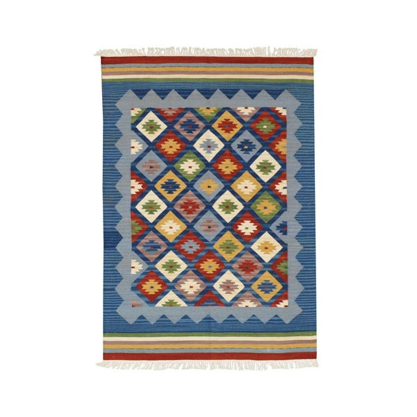 Ručne tkaný koberec Bakero Kilim Classic K14 Blue, 125 × 185 cm