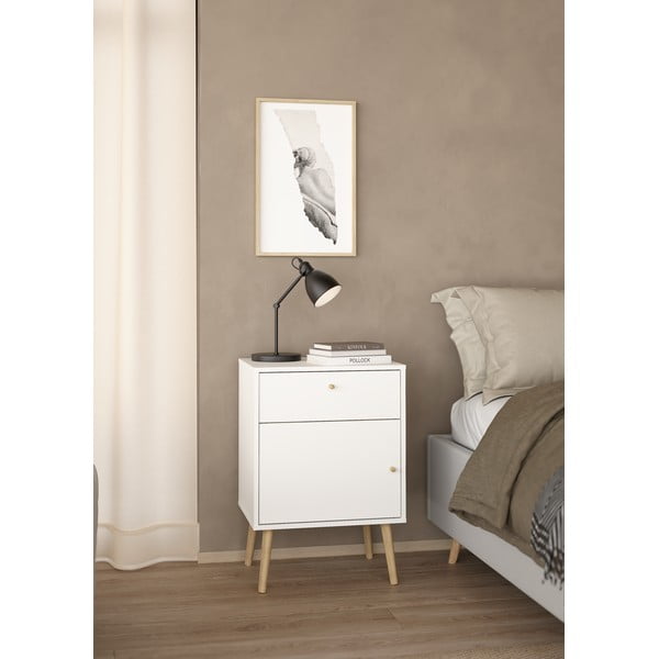 Biely nočný stolík Bodo – Tvilum-image-1