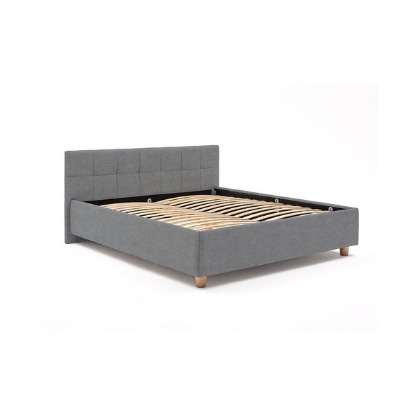 Modrosivá dvojlôžková posteľ s roštom a úložným priestorom PreSpánok Leda, 180 x 200 cm-image-2