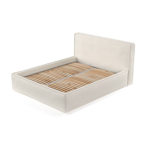 Béžová čalúnená dvojlôžková posteľ s úložným priestorom s roštom 200x200 cm Lounge L – Maison de Rêve-image-3