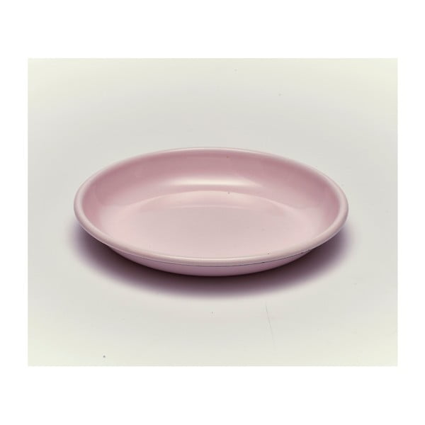 Ružový smaltovaný tanier Kapka Back To Basics, Ø 19 cm