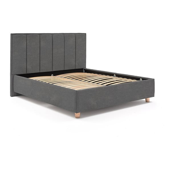 Svetlosivá dvojlôžková posteľ s roštom a úložným priestorom PreSpánok Wega, 160 x 200 cm-image-2