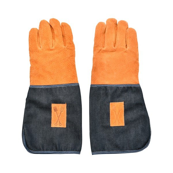 Modro-oranžové záhradnícke rukavice s ochranou zápästia Esschert Design Denim-image-3