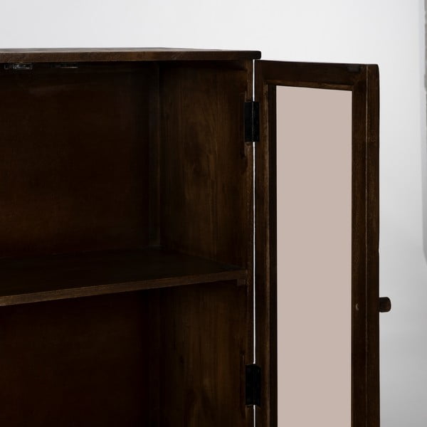 Hnedá vitrína z mangového dreva 80x140x40 cm Ravi – Ixia-image-3