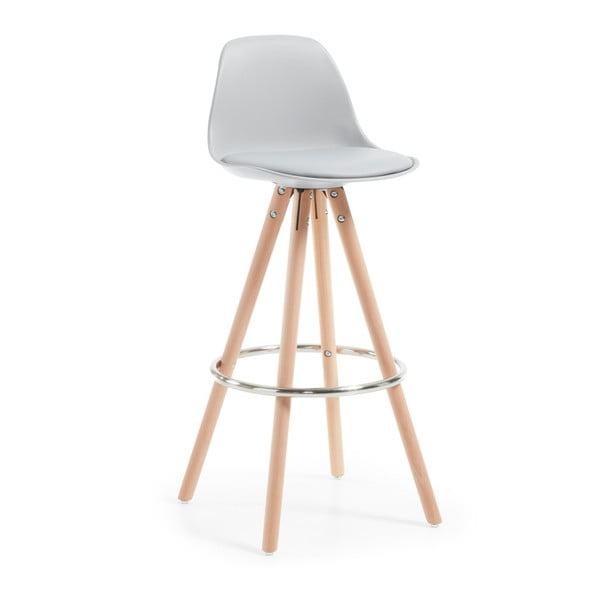 Sivá barová stolička s drevenou podnožou La Forma Stag