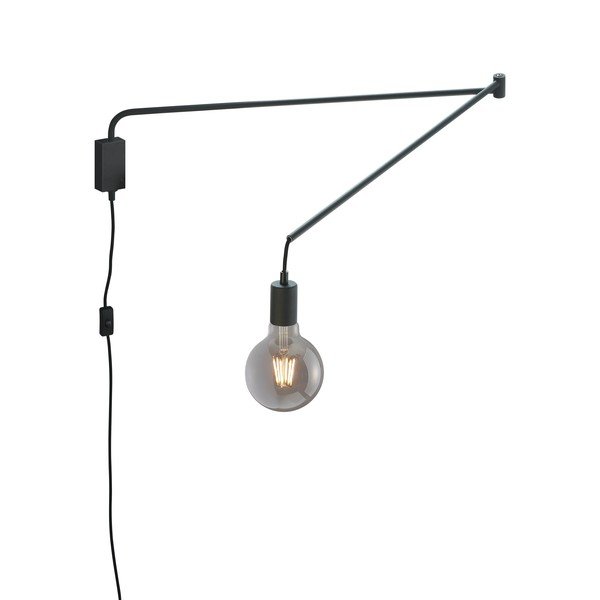 Matne čierne nástenné svietidlo s ohýbateľnou konštrukciou do zásuvky Line – Trio-image-4