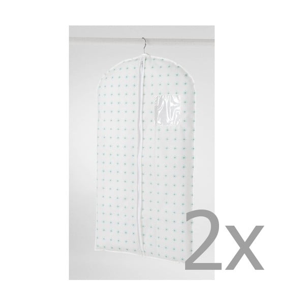 Sada 2 bielych závesných obalov na šaty Compactor Garment, dĺžka 100 cm
