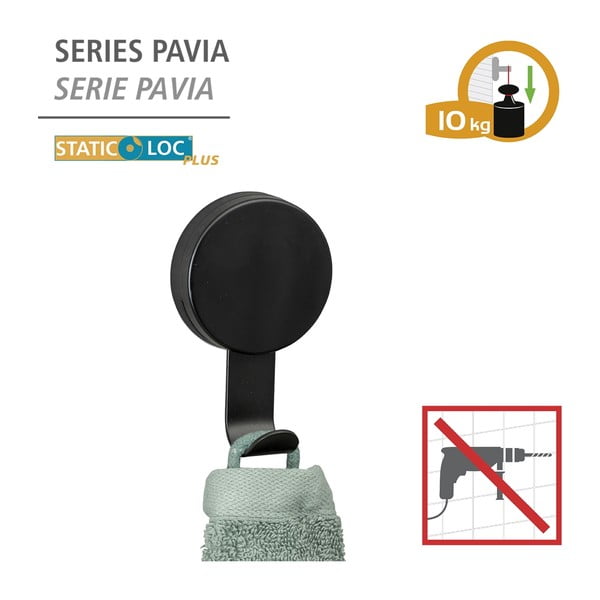 Súprava 2 čiernych háčikov na uterák Wenko Pavia-image-1