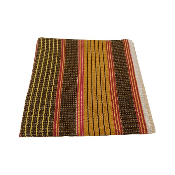 Žlto-hnedý vaflový pracovný bavlnený uterák 50x100 cm – JAHU collections