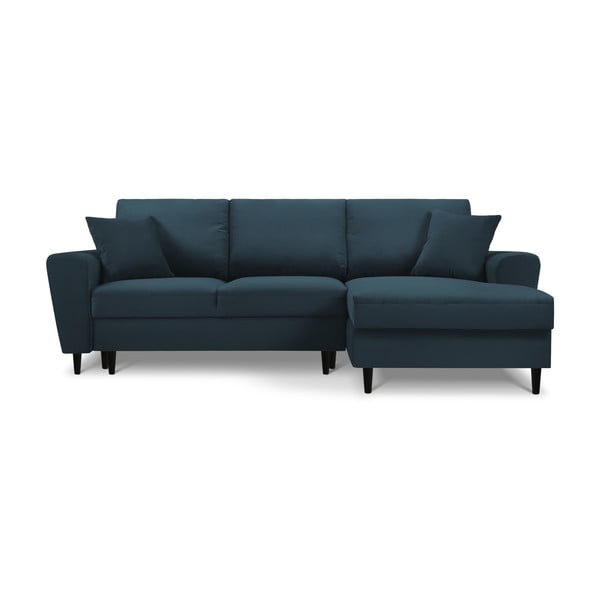 Tmavomodrá menčestrová rozkladacia/s úložným priestorom rohová pohovka (pravý roh/s leňoškou) Kyoto – Cosmopolitan Design