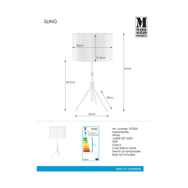 Biela stolová lampa Markslöjd Sling-image-2
