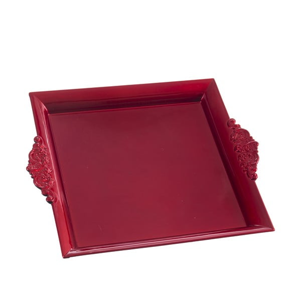 Červený obdĺžnikový servírovací podnos s rukoväťou Unimasa, 30,5 x 25,8 cm