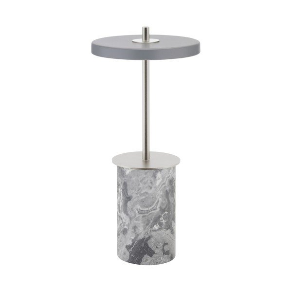 Sivá mramorová LED stolová lampa so stmievačom s kovovým tienidlom (výška  25,5 cm) Asteria Move Mini – UMAGE
