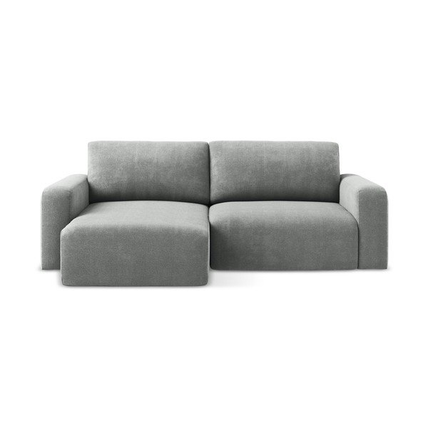 Sivá ženilková rozkladacia/s úložným priestorom rohová pohovka (ľavý roh/s leňoškou) Kona – Makamii