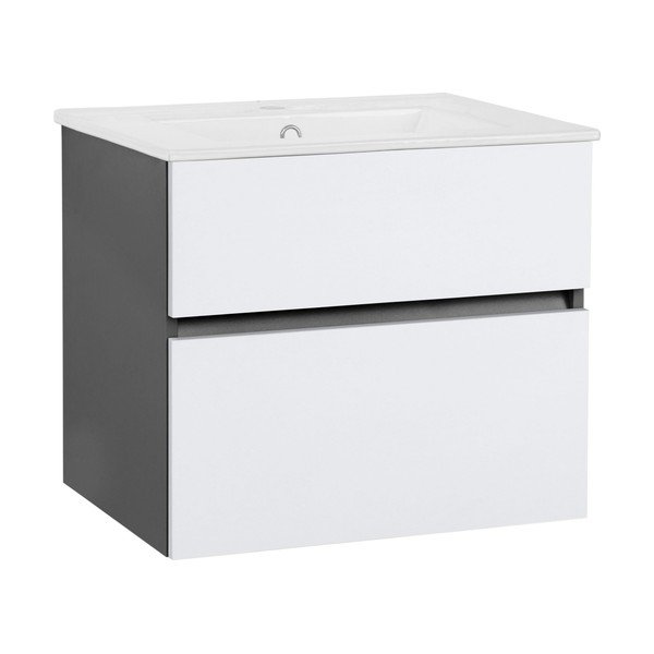 Bielo–antracitová závesná skrinka bez umývadla 60x52 cm Wisla – Støraa