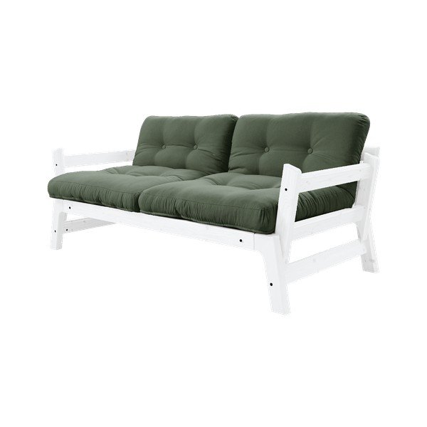 Rozkladacia pohovka so zeleným poťahom Karup Design Step White/Olive Green-image-1