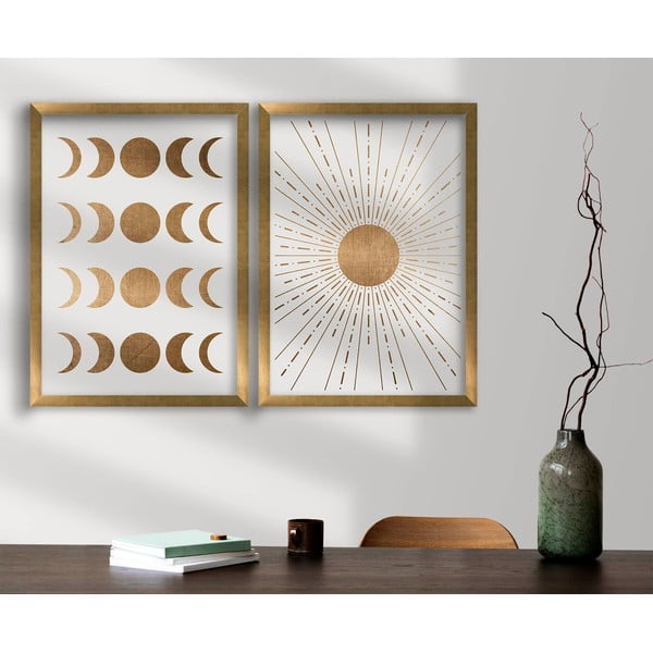 Obrazy v súprave 2 ks 38x53 cm Moon & Sun – Wallity-image-1