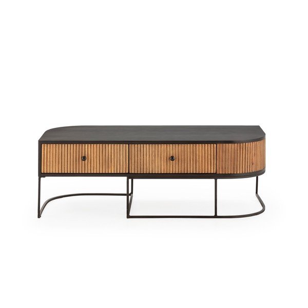 Konferenčný stolík z mangového dreva v prírodnej farbe 60x120 cm Curve – MOME-image-2