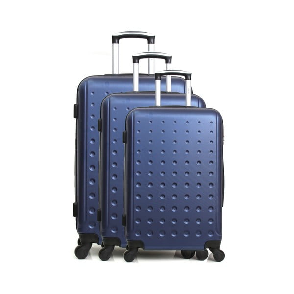 Sada 3 modrých cestovných kufrov na kolieskach Hero Taurus