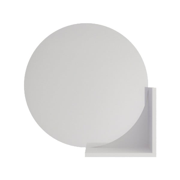 Nástenné zrkadlo s bielou poličkou Skandica Lucija, ø 60 cm