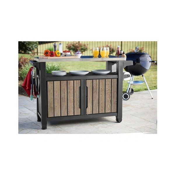 Plastový odkladací grilovací stolík 134x52 cm Deco Unity XL – Keter-image-1