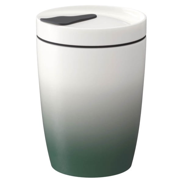 Zeleno-biely porcelánový cestovný hrnček Villeroy &amp; Boch Like To Go &amp; To Stay, 290 ml