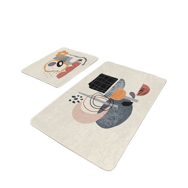 Béžové zamatové kúpeľňové predložky v súprave 2 ks 60x100 cm – Mila Home