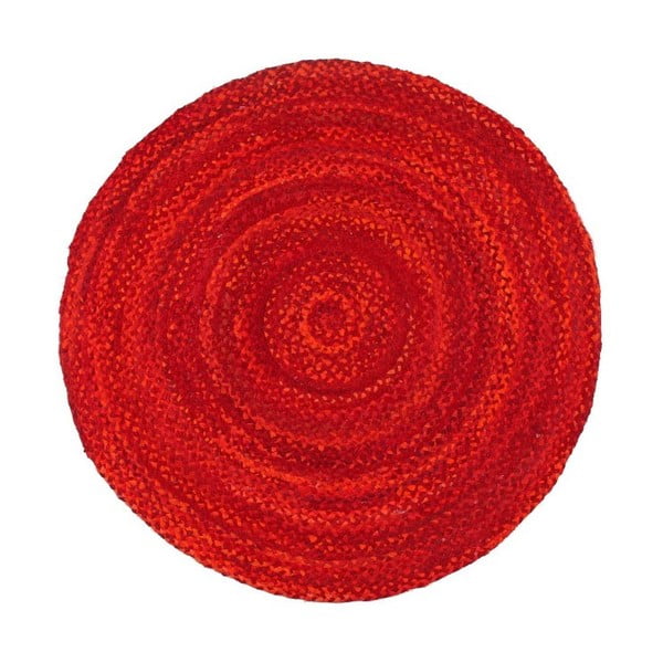 Červený bavlnený okrúhly koberec Eco Rugs, Ø 120 cm