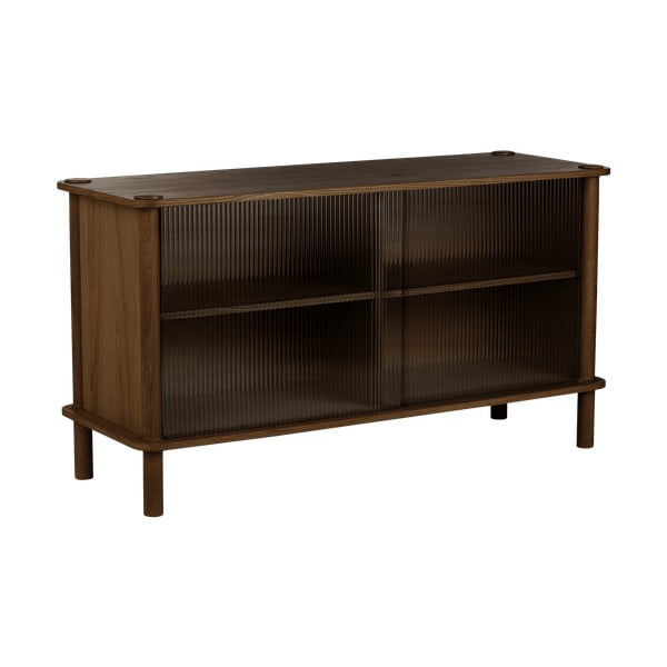 Hnedá vitrína z dubového dreva s posuvnými dverami 135x73,5x48 cm Italic – UMAGE-image-1