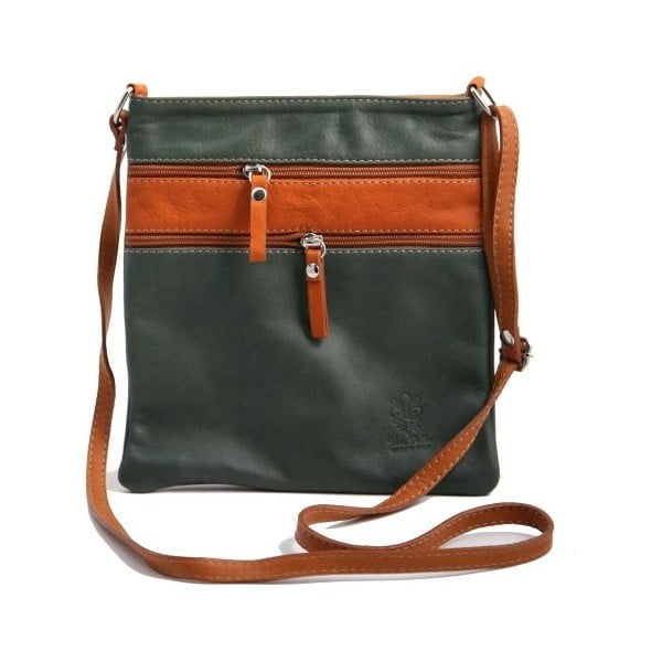 Zelená-Koňaková hnedá kabelka z pravej kože GIANRO' Wull