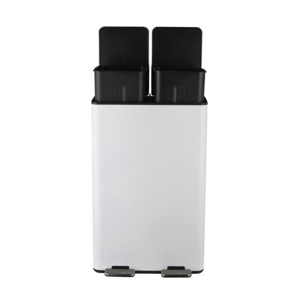 Matne biely oceľový odpadkový kôš 2x30 l na triedený odpad/nášľapný Aliya – Spirella-image-4