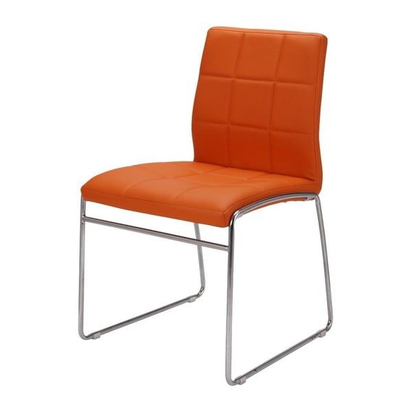Oranžová stolička s pochrómovanou podnožou Aemely