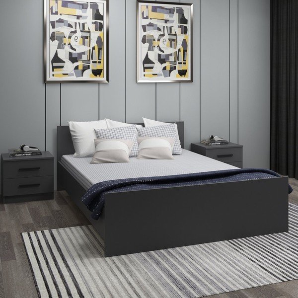 Antracitová dvojlôžková posteľ 160x200 cm Kale – Kalune Design-image-4