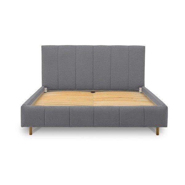 Sivá čalúnená dvojlôžková posteľ s roštom 160x200 cm Zee – Scandic-image-2