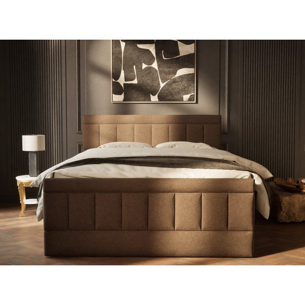 Hnedá boxspring posteľ s úložným priestorom 160x200 cm Caya – Maison de Rêve-image-4