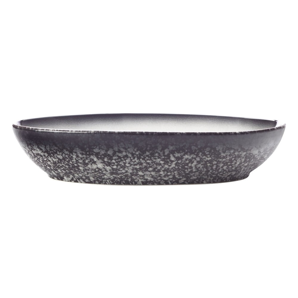 Bielo-čierna keramická oválna miska Maxwell & Williams Caviar, dĺžka 25 cm