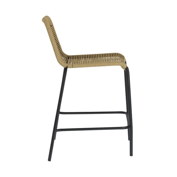 Béžová barová stolička s oceľovou konštrukciou Kave Home Glenville, výška 62 cm-image-3