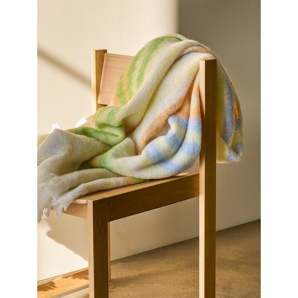 Žltá/zelená deka s prímesou vlny 140x200 cm Loom – Hübsch-image-1