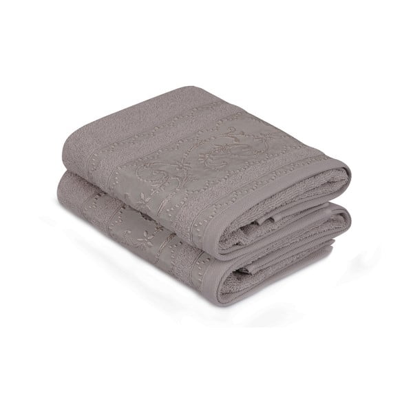 Sada 2 hnedých bavlnených uterákov Yosemine, 50 × 90 cm