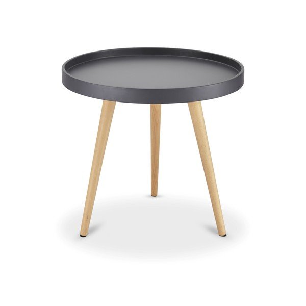 Sivý odkladací stolík s nohami z bukového dreva Furnhouse Opus, Ø 50 cm-image-1