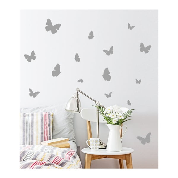 Sada 16 dekoratívnych samolepiek s motívom motýľov, 100 × 100 cm