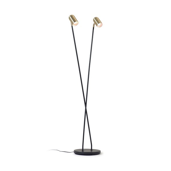 Čierna/v zlatej farbe stojacia lampa s kovovým tienidlom (výška 152 cm) Clemence – Kave Home