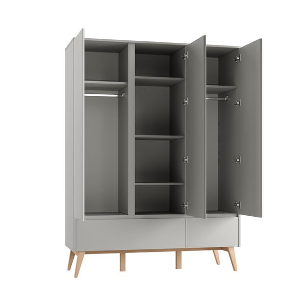 Sivá detská šatníková skriňa 149x52,5 cm Swing – Pinio-image-4