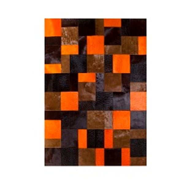 Koberec z pravej kože Pipsa Acid Orange, 150 × 210 cm