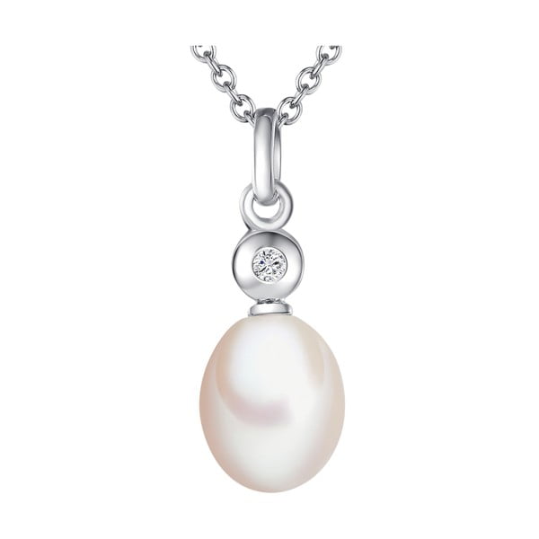 Strieborný náhrdelník s pravým diamantom a perlou Tess Diamonds Marina, dĺžka 40 cm