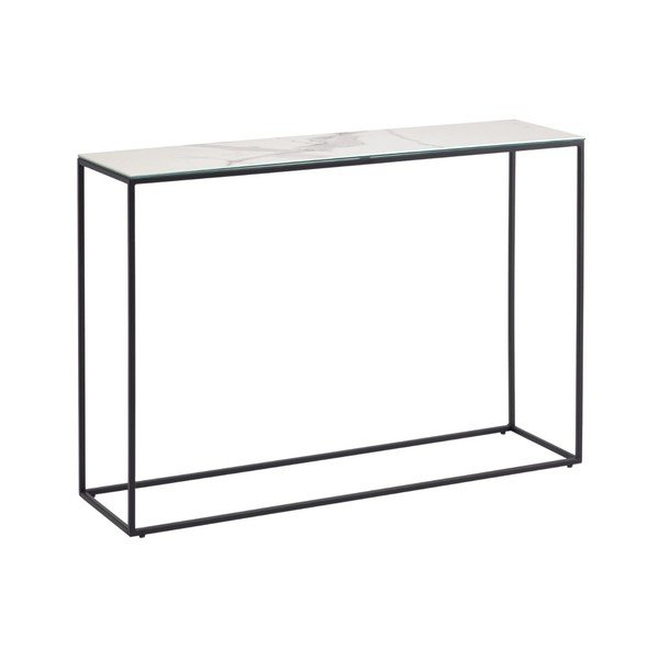 Čierno-biely konzolový stolík s keramickou doskou 30x110 cm Rewena – Kave Home