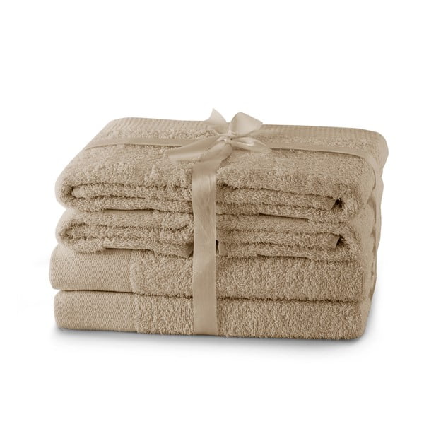 Béžové froté bavlnené uteráky a osušky v súprave 6 ks Amari – AmeliaHome